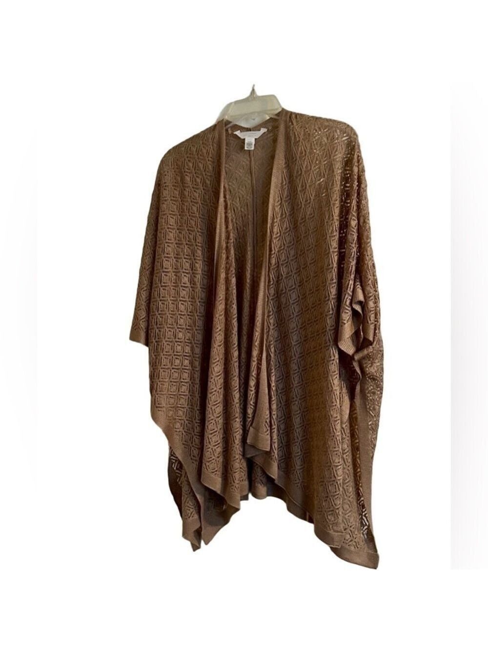 Lauren Conrad Brown Crocheted Open-Front Cardigan One Size